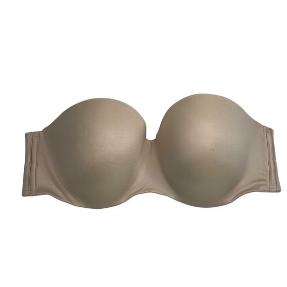 Victoria's Secret 36D Bra Lined Strapless Underwire Beige NO STRAPS Seamless - Picture 2 of 15